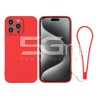 Custodia in Silicone Rossa + Cinturino Da Polso iPhone 15 Pro Max