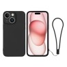 Custodia in Silicone Nera + Cinturino Da Polso iPhone 15 Plus