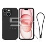 Silicone Case Black + Wrist Strap iPhone 15