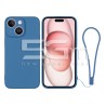 Custodia in Silicone Blu + Cinturino Da Polso iPhone 15